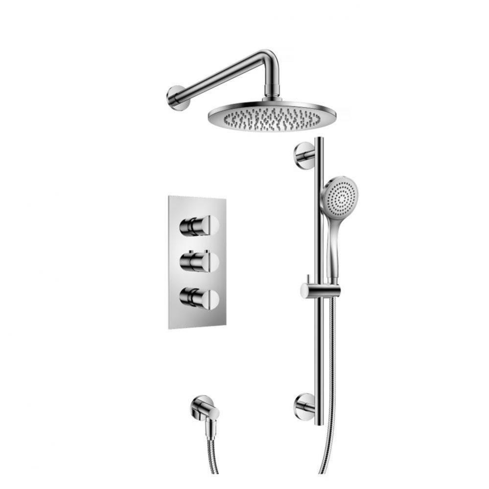 Two Output Shower Set With Shower Head, Hand Held And Slide Bar