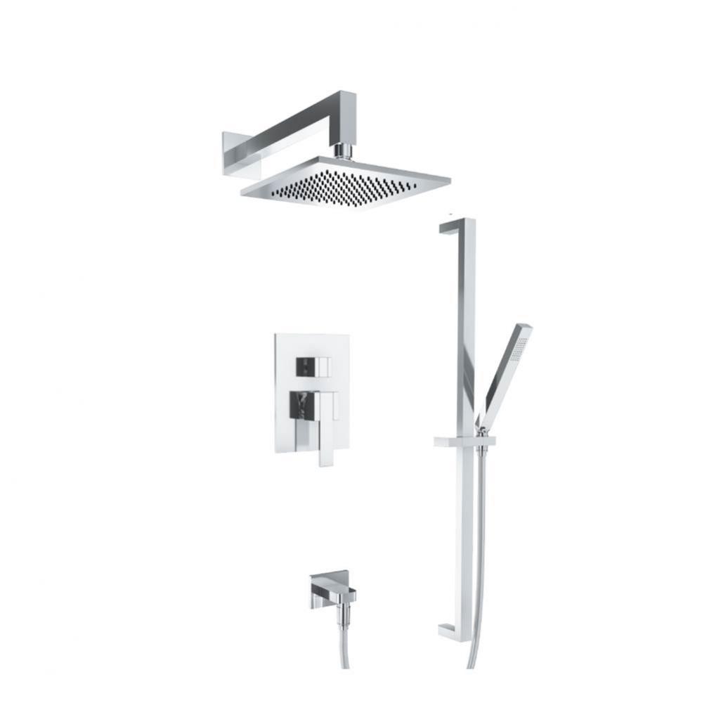 Two Output Shower Set With Shower Head, Hand Held And Slide Bar