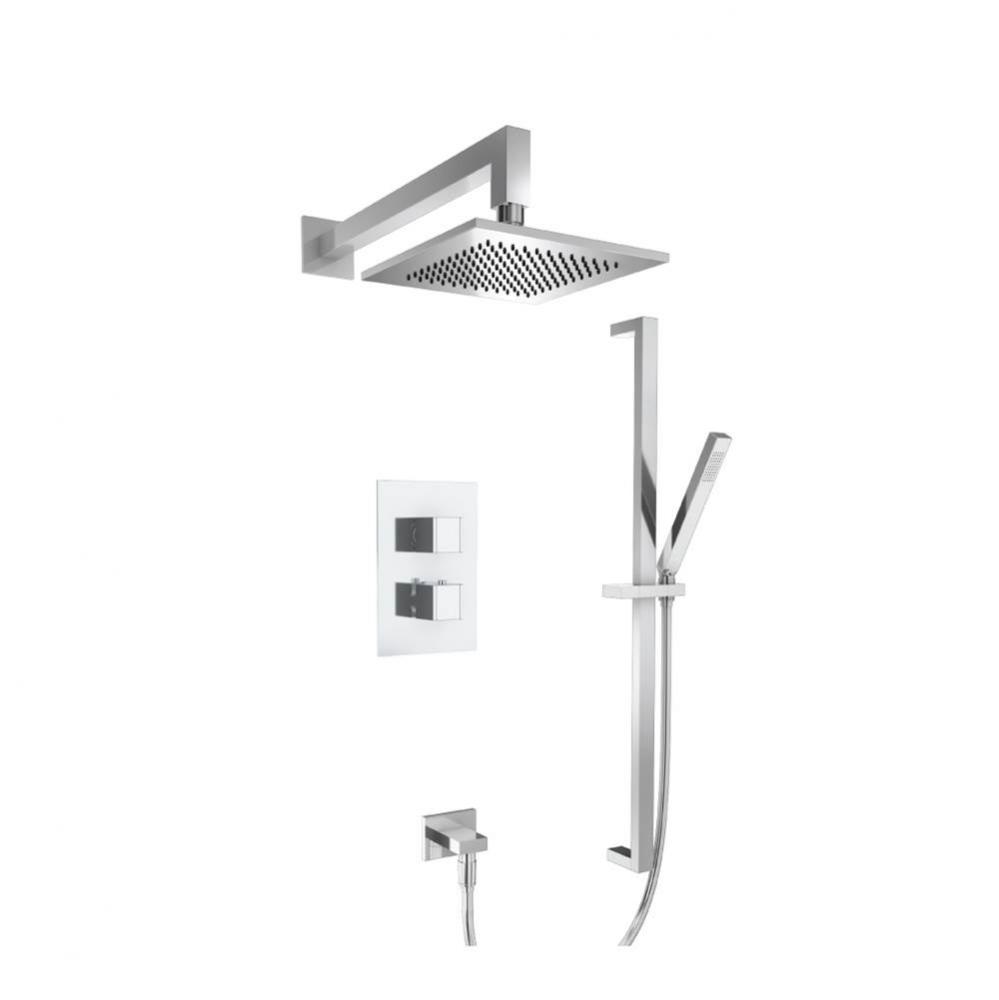 Two Output Shower Set With Shower Head, Hand Held And Slide Bar