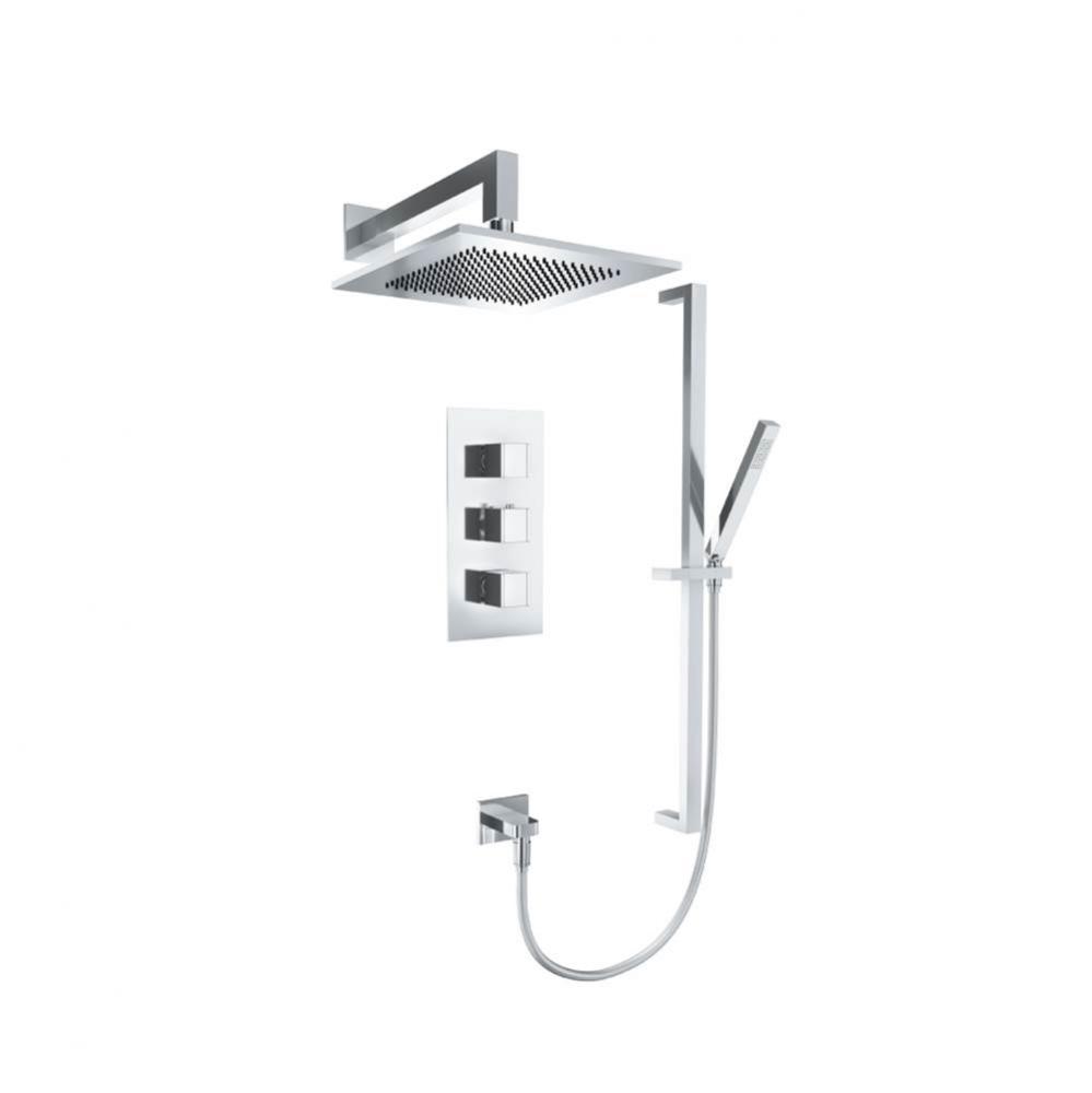 Two Output Shower Set With Shower Head, Hand Held And Slide Bar