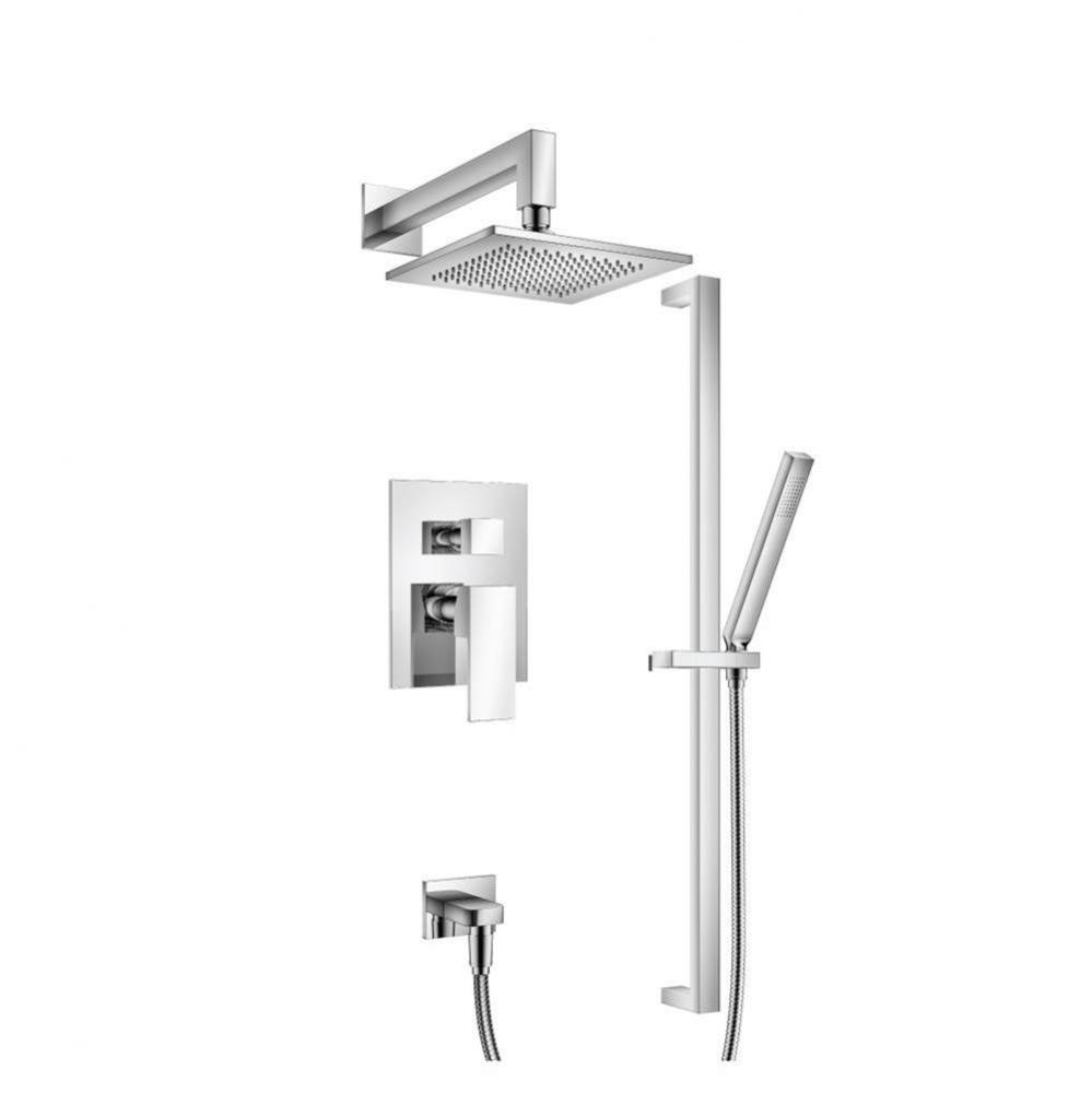 Two Output Shower Set With Shower Head, Hand Held And Slide Bar