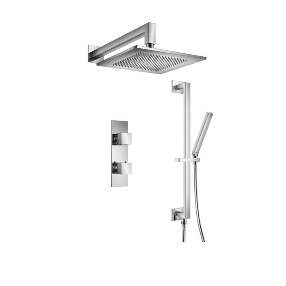 Two Output Shower Set With Shower Head, Hand Held And Slide Bar