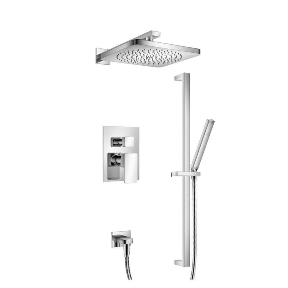 Two Output Shower Set With Shower Head, Hand Held And Slide Bar