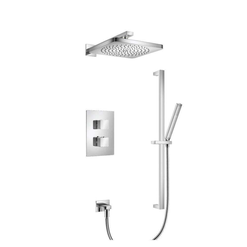 Two Output Shower Set With Shower Head, Hand Held And Slide Bar