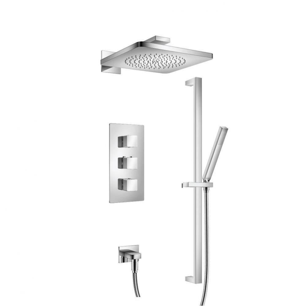 Two Output Shower Set With Shower Head, Hand Held And Slide Bar