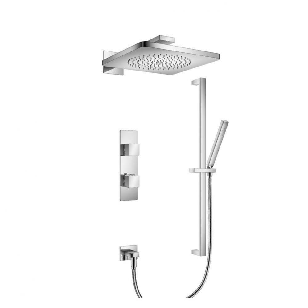 Two Output Shower Set With Shower Head, Hand Held And Slide Bar