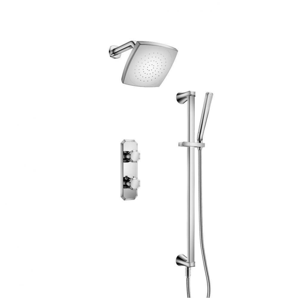 Two Output Shower Set With Shower Head, Hand Held And Slide Bar