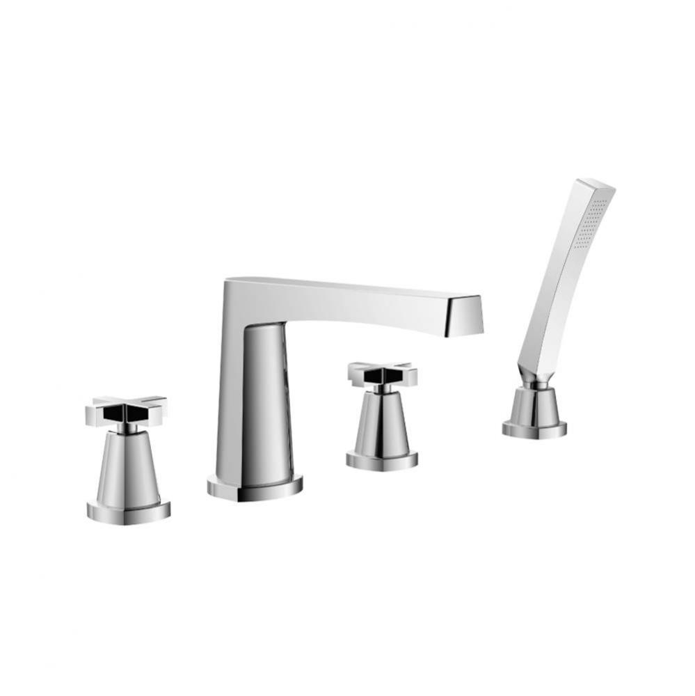 4 Hole Deck Mounted Roman Tub Faucet With Hand Shower - 3/4 Inch