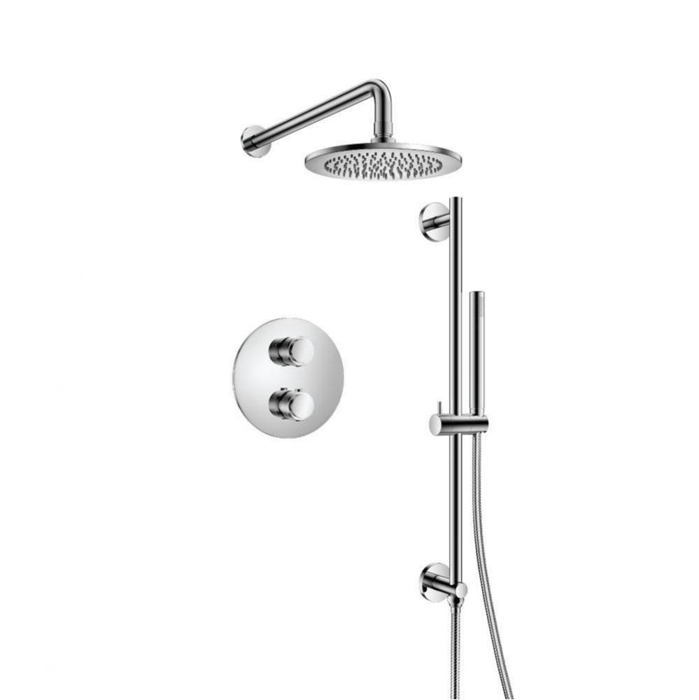 Two Output Shower Set With Shower Head, Hand Held And Slide Bar