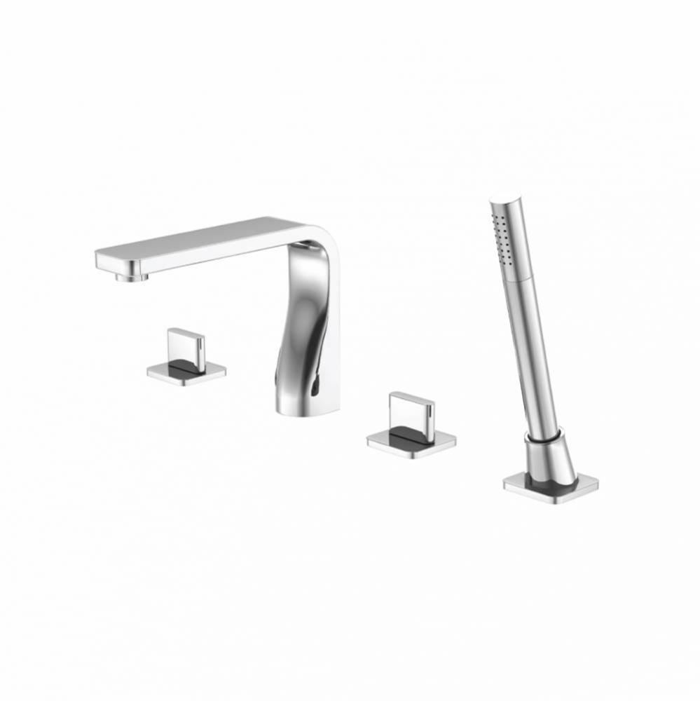 4 Hole Deck Mounted Roman Tub Faucet With Hand Shower