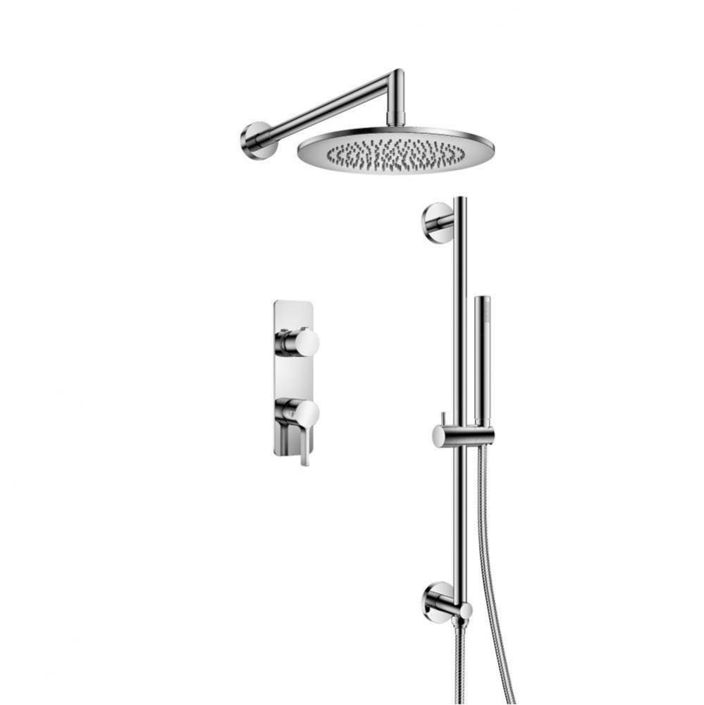 Two Output Shower Set With Shower Head, Hand Held And Slide Bar