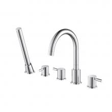 Isenberg 100.2420CP - Five Hole Deck Mounted Roman Tub Faucet With Hand Shower