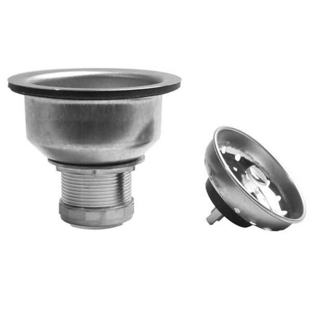 SS Deep Double Cup Strainer with Stick Post Basket and brass nuts