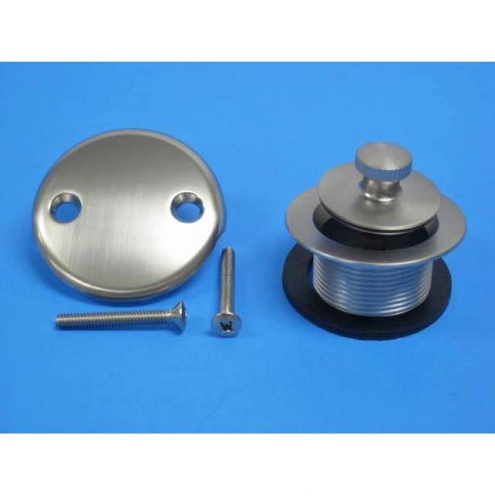Push & Seal Strainer Brushed Nickel with two hole face plate & longer screws