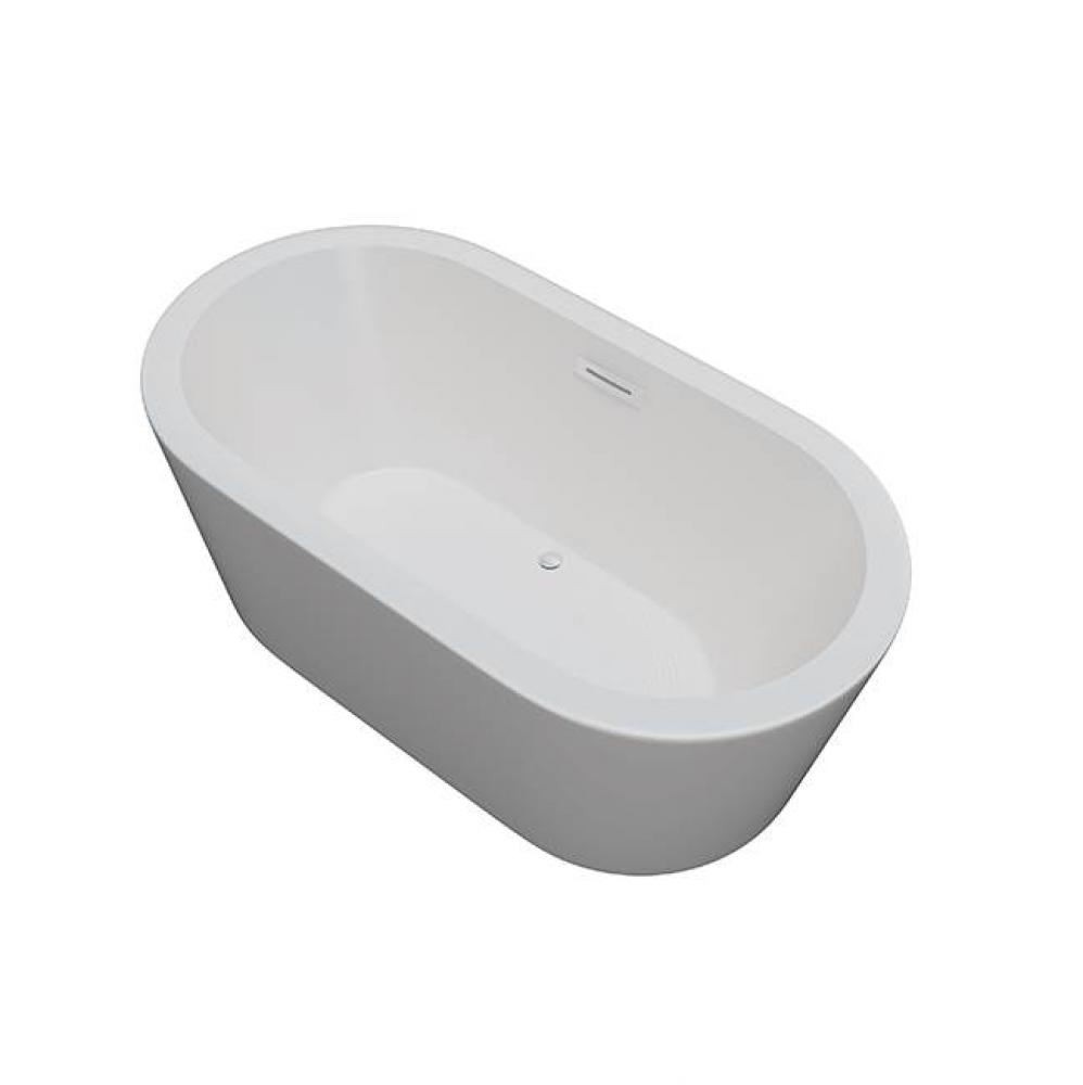 Pandora - 59X32 Wht Freestand Tub Center Drain W/Chrome