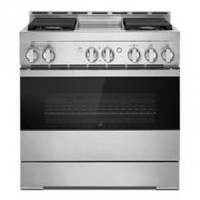 Jenn-Air JGRP536HM - 36'' Pro-Range Gas, Noir Style, Griddle, 2-20K, 15K, 5K, Dual Fan Multi-M Ode True Conve