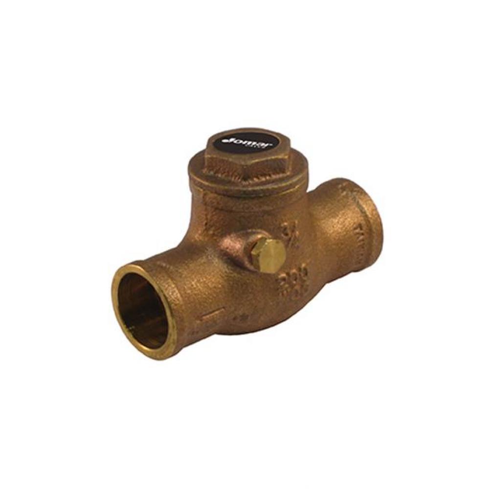 Regular Brass Horizontal Swing Check Valve, Solder Connection, Class 125, 200 Wog 1-1/4'&apos