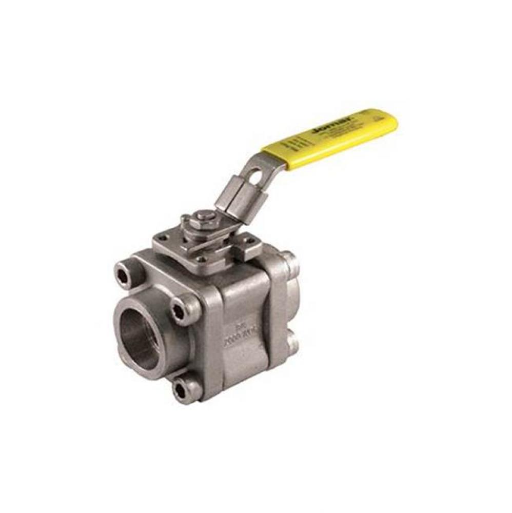 Standard Port, 3 Piece 4 Bolt Enclosed, Socket Weld Connection, 2000 Wog, Stainless Steel Ball And