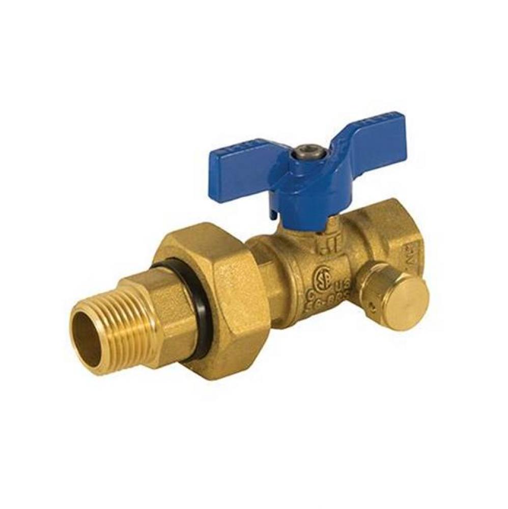 Gas Ball Valve, Integrated Dielectric Union End, 600 Wog, With Side Tap 1/2''