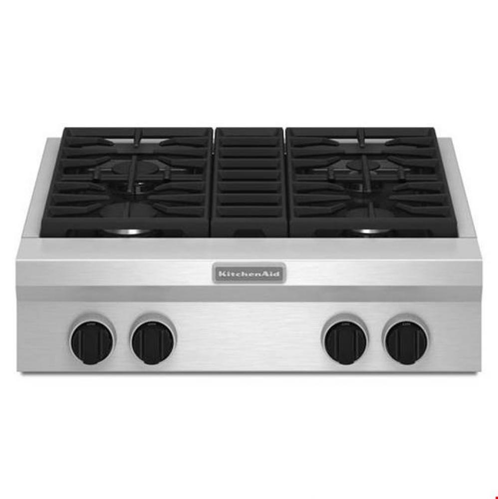 30-Inch 4 Burner Gas Rangetop, Commercial-Style