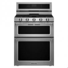 Kitchen Aid KFGD500ESS - 30 in. Self-Cleaning Convection Freestanding Gas Double Oven Range