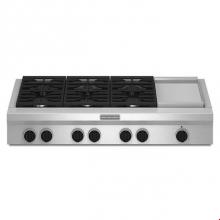 Kitchen Aid KGCU483VSS - 48-Inch 6 Burner with Griddle, Gas Rangetop, Commercial-Style