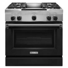 Kitchen Aid KDRS463VBK - 36 in. Self-Cleaning Commercial Style Freestanding Dual Fuel Range