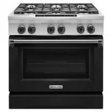 Kitchen Aid KDRS467VBK - 36 in. Self-Cleaning Commercial Style Freestanding Dual Fuel Range