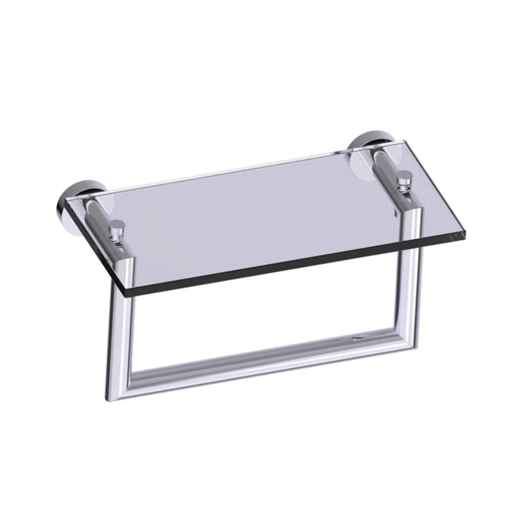 OSLO - 10-inch Glass Shelf with Towel Rail-Polished Chrome