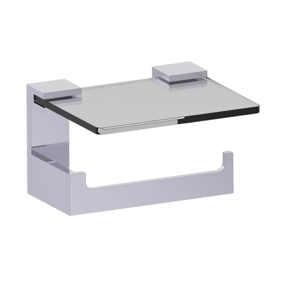 BERLIN - Toilet Paper Holder with Glass Shelf-Polished Chrome