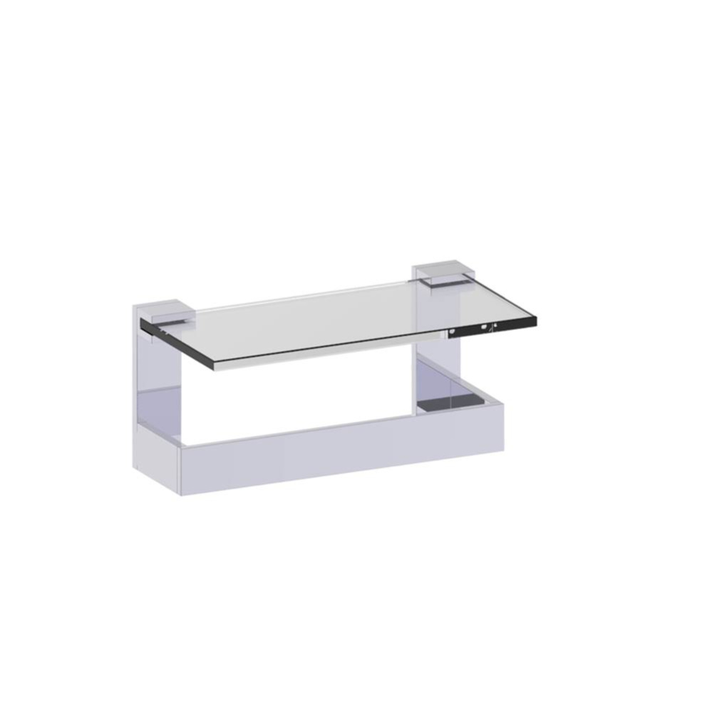 BERLIN - 10-inch Glass Shelf with Bathroom Towel Bar-Polished Chrome