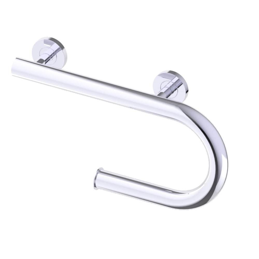 Grab Bar with Paper Holder (Left)-Polished Chrome