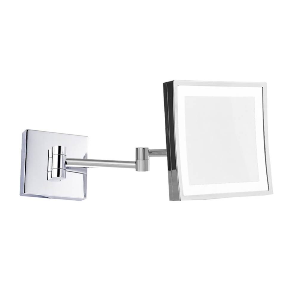 Mirror - 8.5-inch x 8.5-inch Square Wall Mounted with LED Light Mirror-Polished Chrome