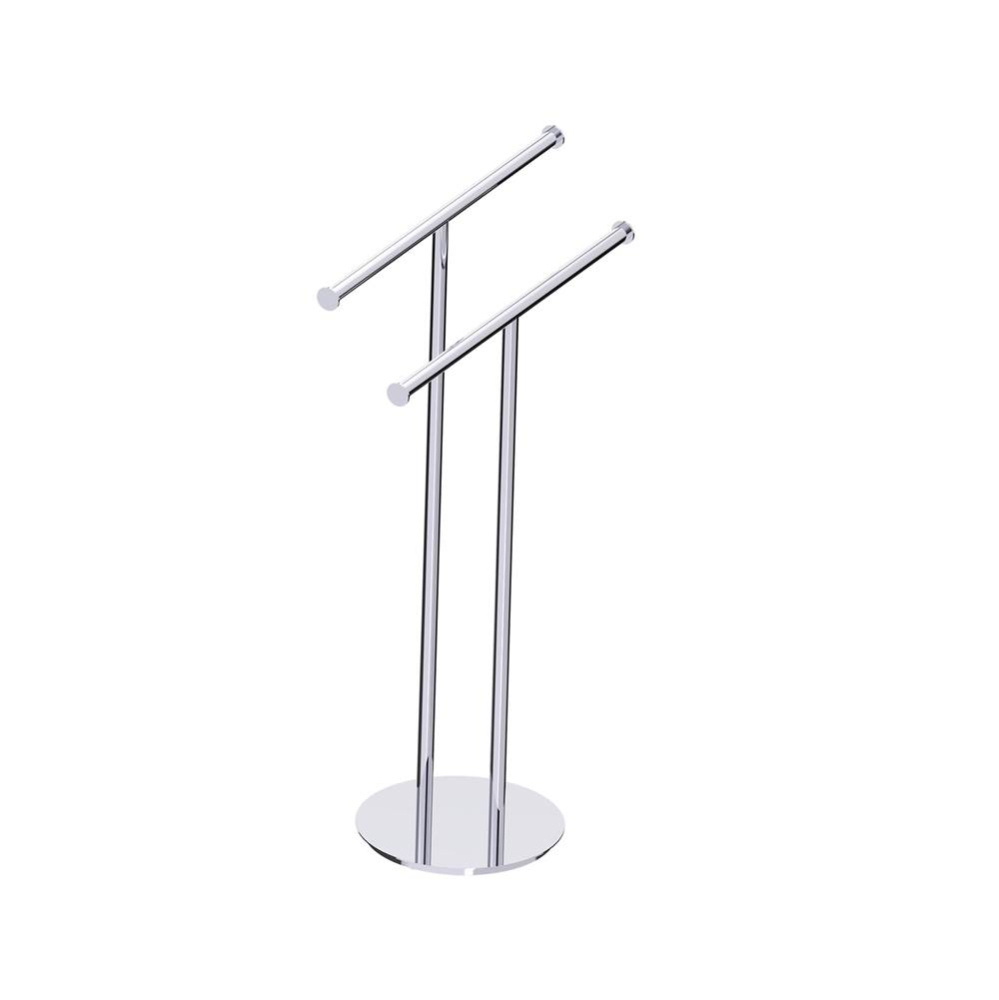 Free Standing - Double Rail Round Center Post-Polished Chrome