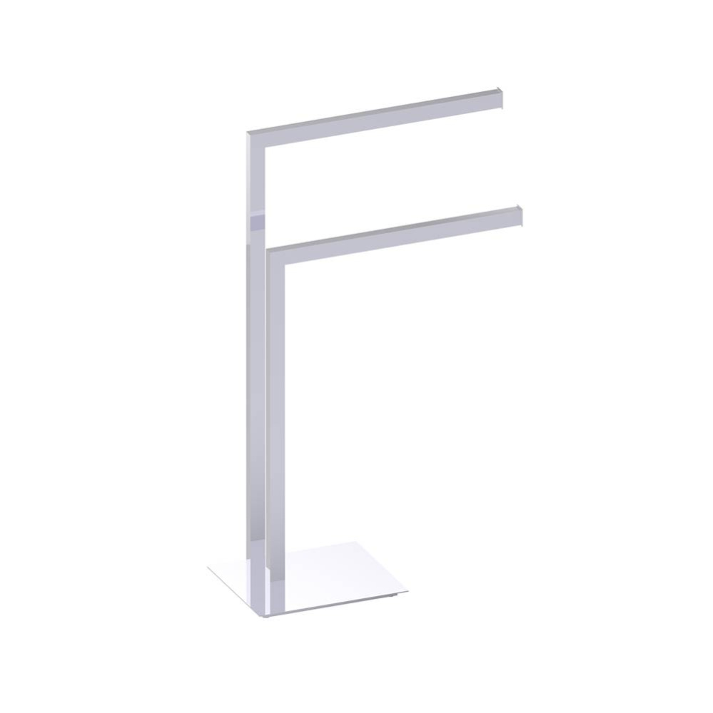 Free Standing - Square Double Towel Rail-Polished Chrome