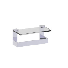 Kartners 232676-99 - BERLIN - 10-inch Glass Shelf with Bathroom Towel Bar-Polished Chrome