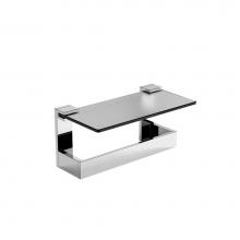 Kartners 232676-99 - BERLIN - 10-inch Glass Shelf with Bathroom Towel Bar-Polished Chrome