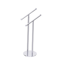 Kartners KFS-RD-CP-99 - Free Standing - Double Rail Round Center Post-Polished Chrome
