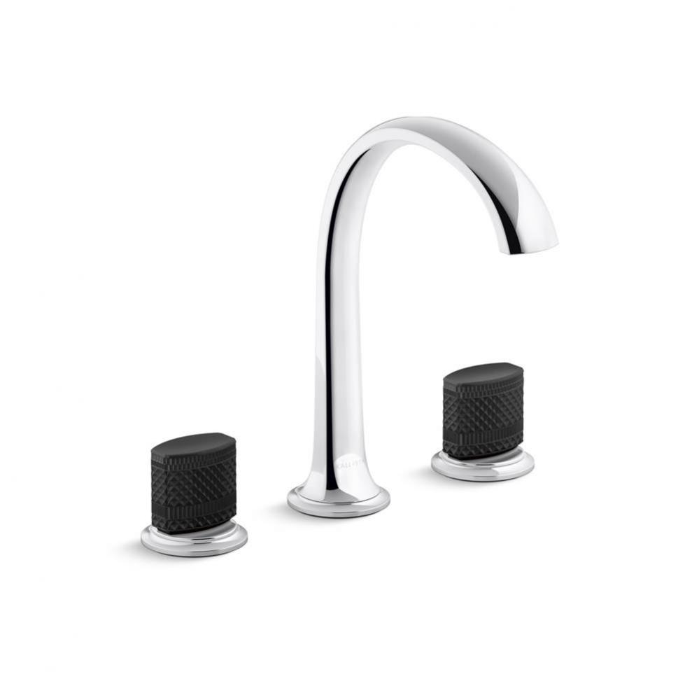 Script® Sink Faucet, Arch Spout, Black Porcelain Knob Handles