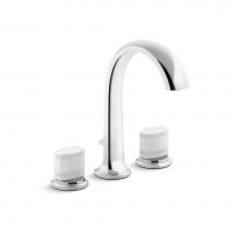 Kallista P25057-CMC-CP - Script® Sink Faucet, Arch Spout, White Porcelain Knob Handles