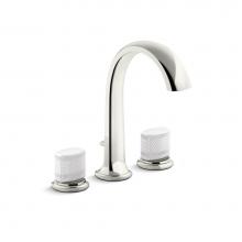 Kallista P25009-CMC-AD - Script® Deck-Mount Bath Faucet W/ Diverter, White Porcelain Handles