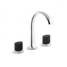 Kallista P25057-CMB-CP - Script® Sink Faucet, Arch Spout, Black Porcelain Knob Handles