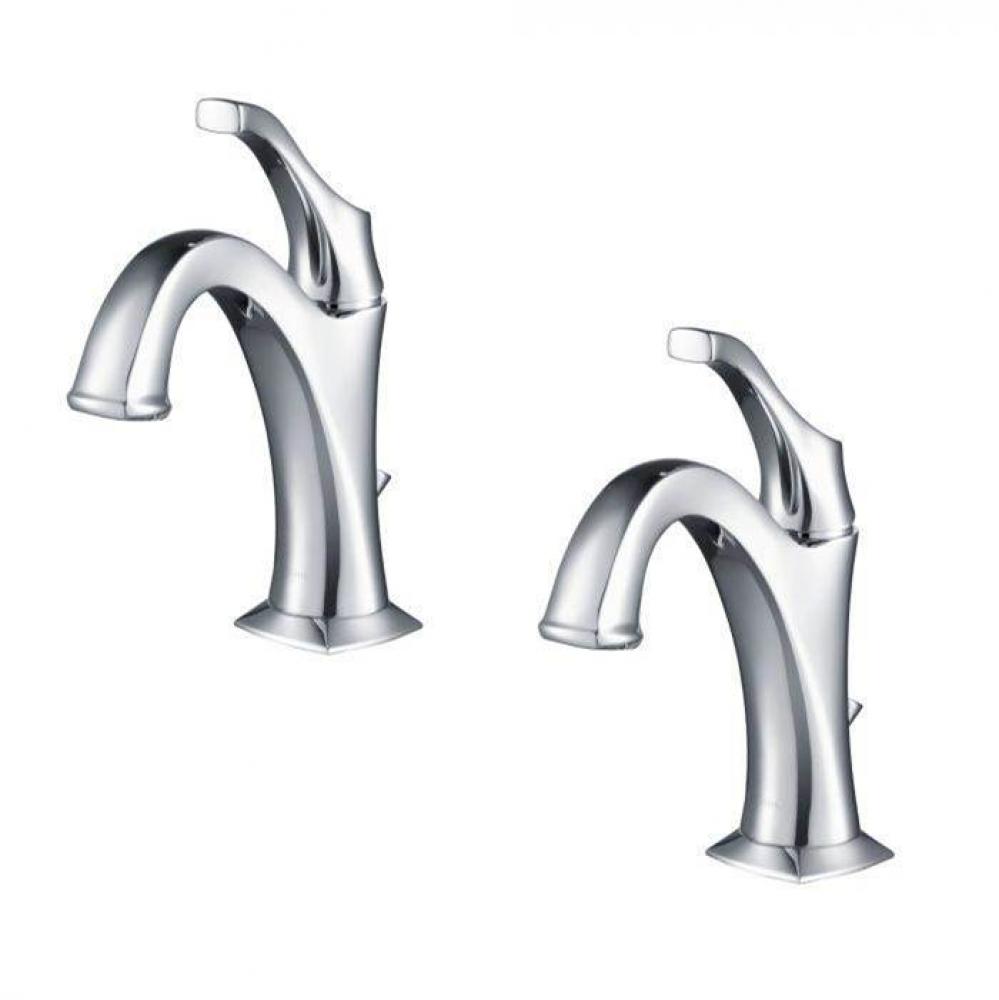 Arlo™ Chrome Single Handle Basin Bathroom Faucet with Lift Rod Drain and Deck Plate (2-Pack)