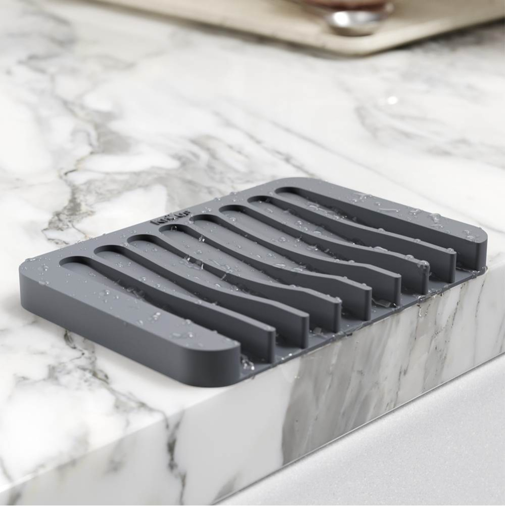 Self-Draining Silicone Dish Drying Mat and Silicone Soap Dish Holder for Bathroom or Kitchen Count