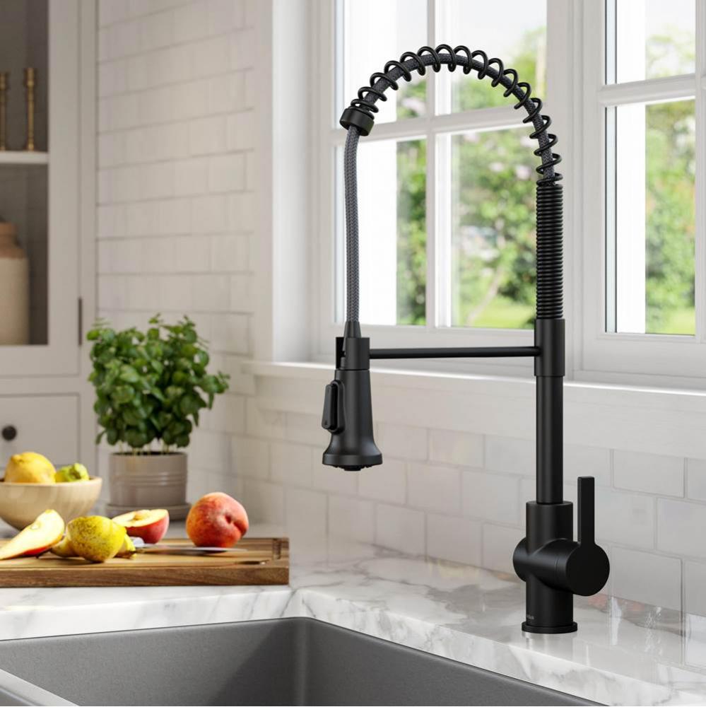 Britt™ Commercial Style Pull-Down Single Handle Kitchen Faucet in Matte Black