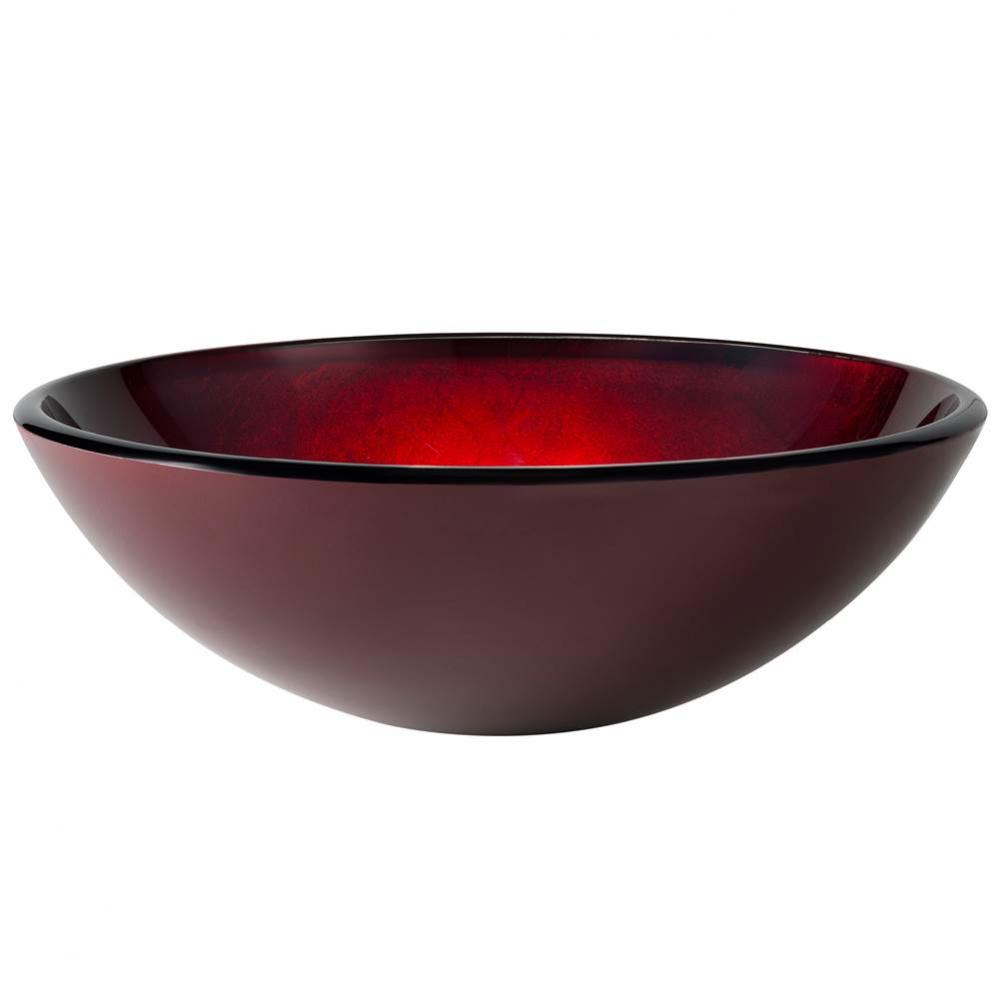 KRAUS Round Red Glass Vessel Bathroom Sink, 16 1/2 inch