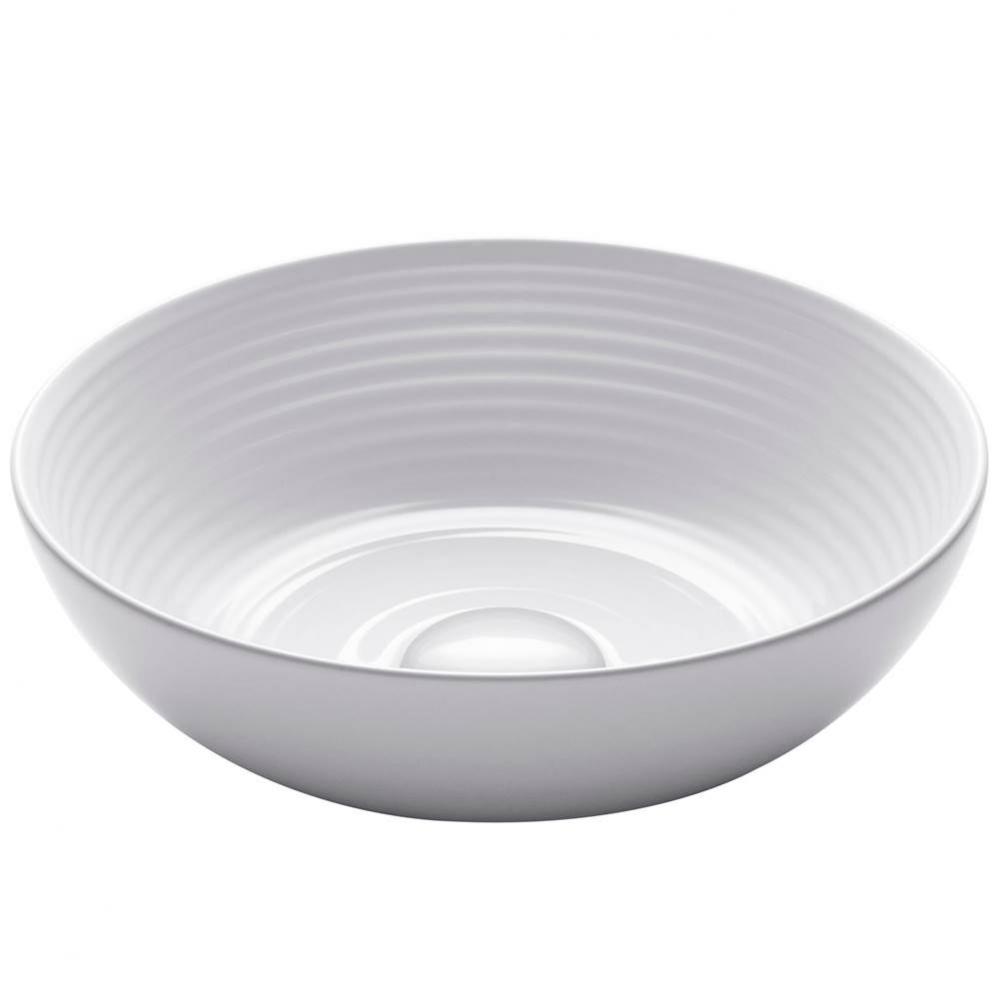 Viva Round White Porcelain Ceramic Vessel Bathroom Sink, 13 in. D x 4 3/8 in. H