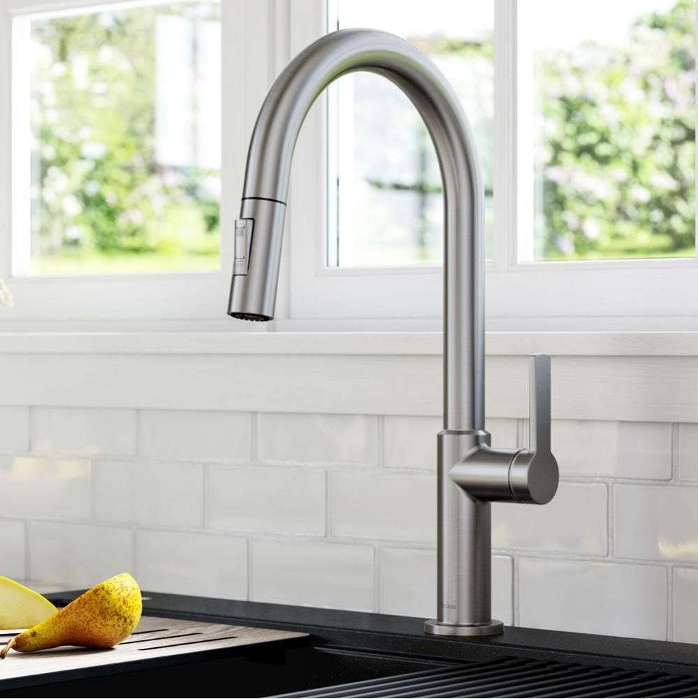 Oletto Single Handle Pull-Down Kitchen Faucet in Spot Free Stainless Steel