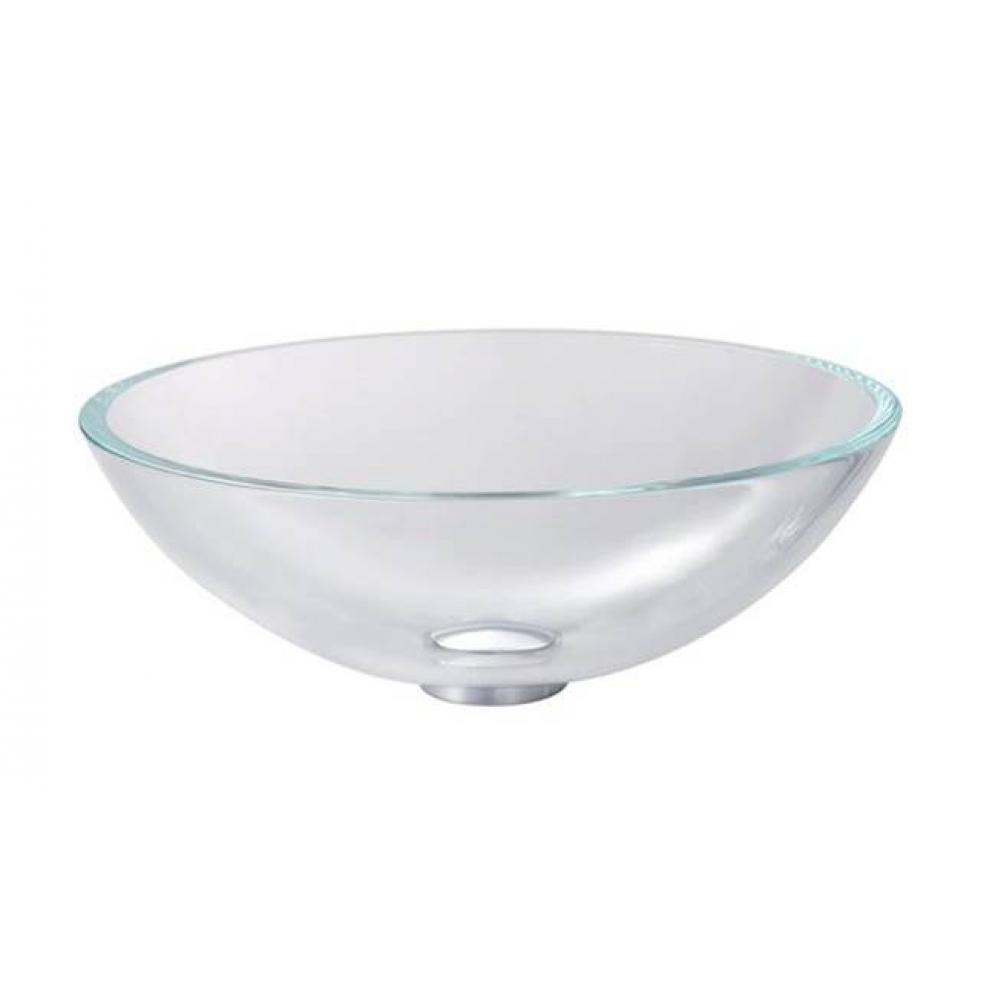 Glass Vessel Sink in Crystal Clear with Pop-Up Drain and Mounting Ring in Satin Nickel