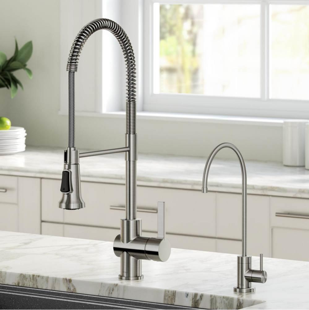 Britt Commercial Style Kitchen Faucet and Purita Water Filter Faucet Combo in Spot Free Stainless